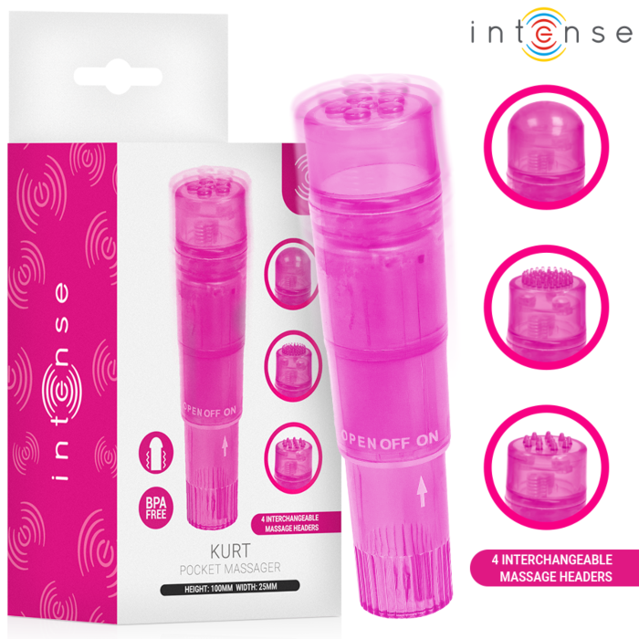 Mini vibratore INTENSE FUN TOYS KURT rosa, 4 testine
