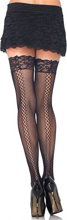 Leg avenue medias de red con costura trasera en red efecto remolino