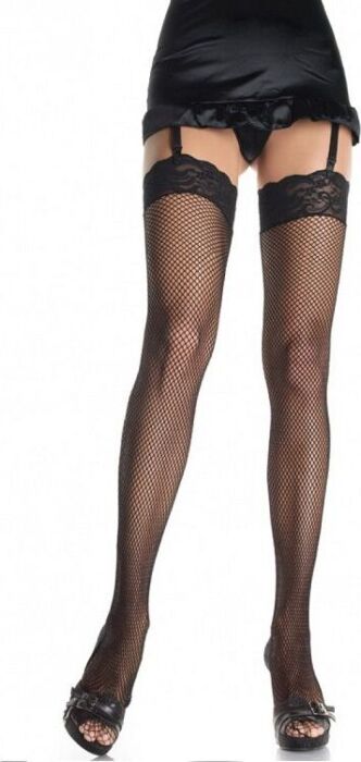 Leg avenue medias de red pequeña con encaje