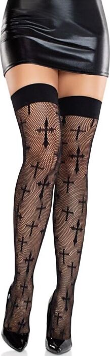 LEG AVENUE - MEDIAS WORSHIP ME DE ENCAJE NEGRO LEG AVENUE - MEDIAS WORSHIP ME DE ENCAJE NEGRO