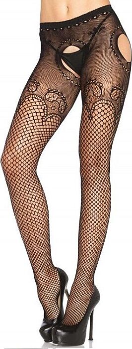 Leg avenue pantie en red bordada negro elegante