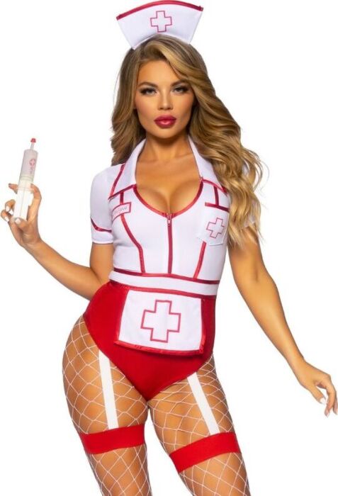 Costume da infermiera sexy LEG AVENUE COSTUMES rosso/bianco S