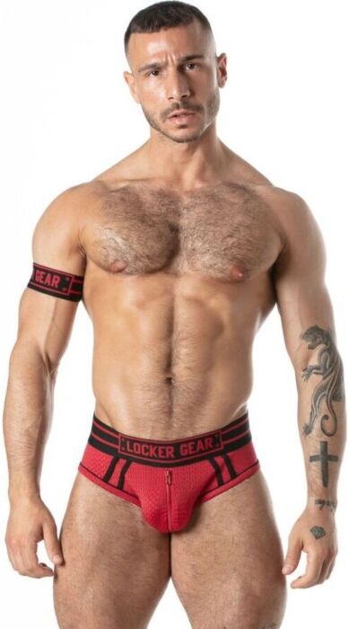 Slip sportivo LOCKER GEAR in rete rosso S