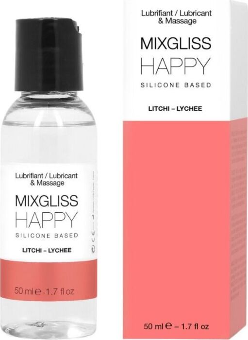 Lubrificante Mixgliss Happy Litchi 50 ml - Silicone e Aroma Lubrificante Mixgliss Happy Litchi 50 ml - Silicone e Aroma