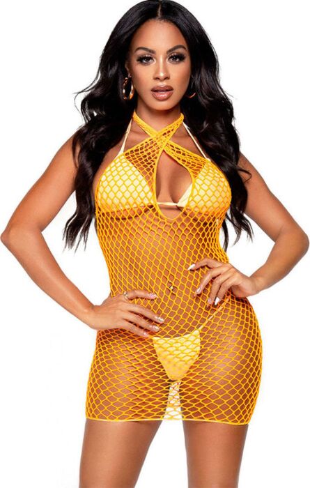 Minivestido Rejilla Naranja Leg Avenue Sexy