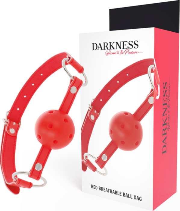 Mordaza BDSM Darkness con bola y correas de cuero
