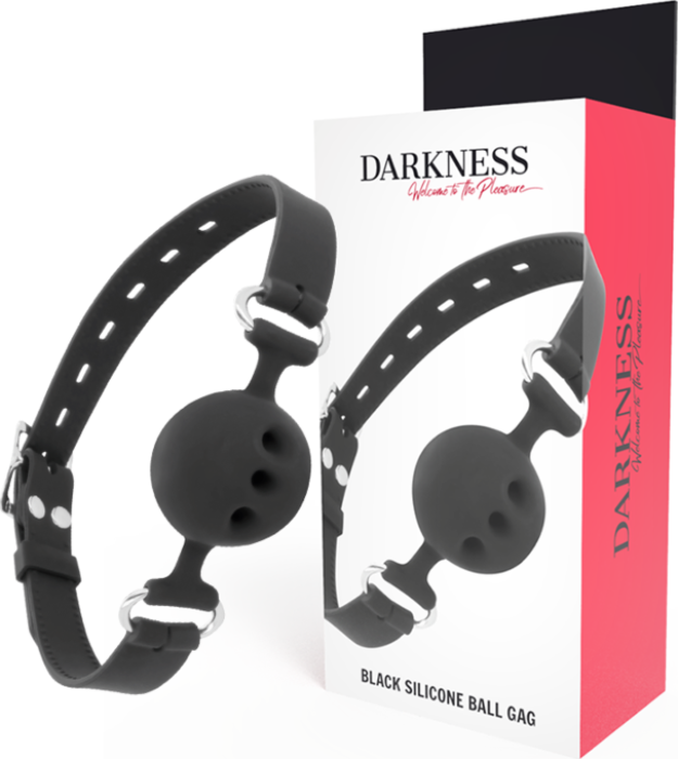 Mordaza BDSM Darkness con correas de cuero