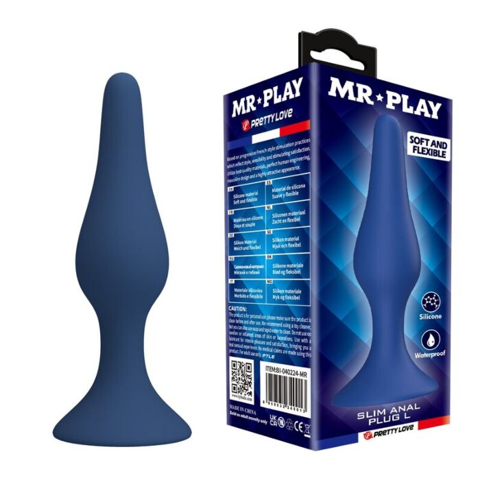 MR PLAY - SLIM SILICONE ANAL PLUG BLUE L MR PLAY - SLIM SILICONE ANAL PLUG BLUE L