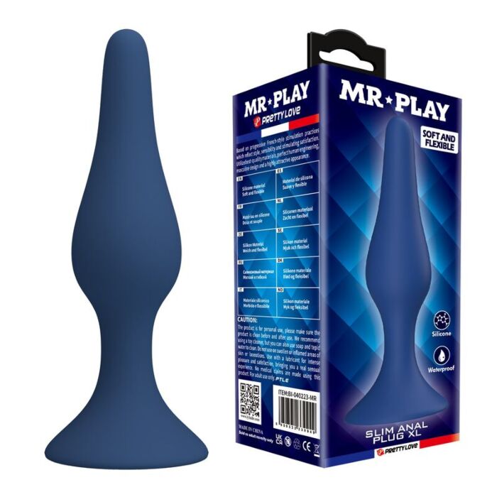 MR PLAY - TAPERED SILICONE ANAL PLUG BLUE XL MR PLAY - TAPERED SILICONE ANAL PLUG BLUE XL