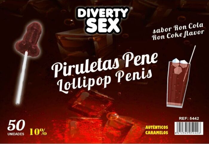 Piruletras Pene Diablo Goloso Ron Cola 10% Alcohol Piruletras Pene Diablo Goloso Ron Cola 10% Alcohol