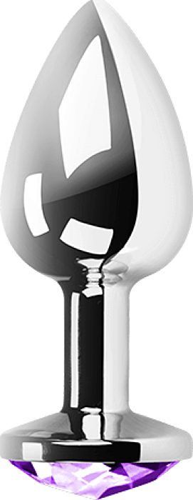 Plug anal metal mediano morado con bolsa