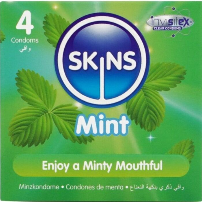 Preservativos Skins Sabor Menta - Pack 4 Ultrafinos Preservativos Skins Sabor Menta - Pack 4 Ultrafinos