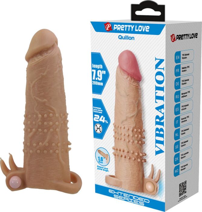 Guaina per pene Pretty Love Quillon con stimolatore clitorideo Guaina per pene Pretty Love Quillon con stimolatore clitorideo