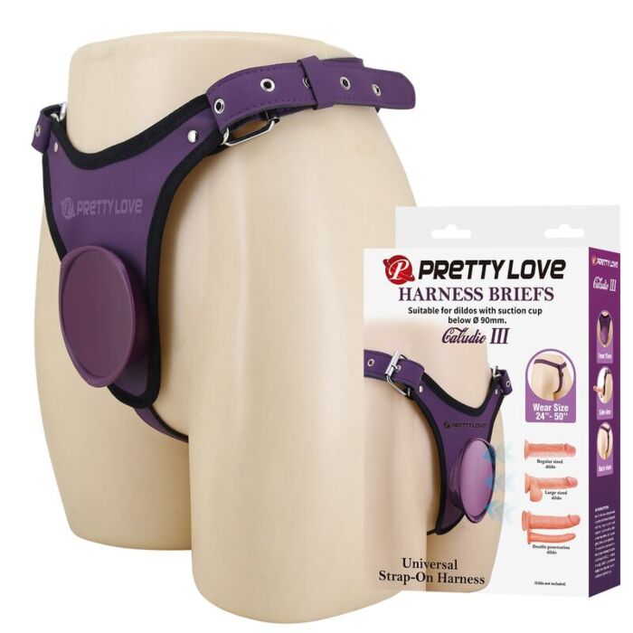 PRETTY LOVE - UNIVERSAL STRAP-ON HARNESS BRIEFS PURPLE AND BLACK PRETTY LOVE - UNIVERSAL STRAP-ON HARNESS BRIEFS PURPLE AND BLACK