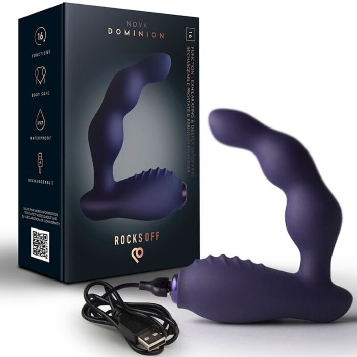 ROCKS-OFF - NOVA DOMINION RECHARGEABLE PROSTATE & PERINEUM MASSAGER 16 FUNCTION BLUE ROCKS-OFF - NOVA DOMINION RECHARGEABLE PROSTATE & PERINEUM MASSAGER 16 FUNCTION BLUE