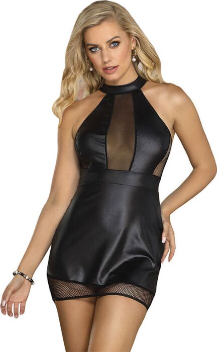 Vestido Halter SUBBLIME Negro con Transparencias Vestido Halter SUBBLIME Negro con Transparencias