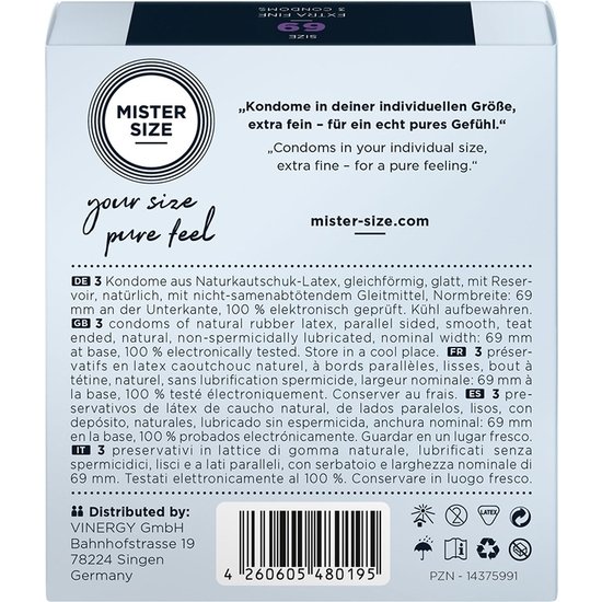 Mister size 69- preservativos extrafinos (confezione da 3)