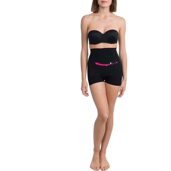 Shorts effetto 3d a vita alta con tecnologia biotech in nero